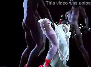 In 3D animation, two BBCs fuck bigboobs chick