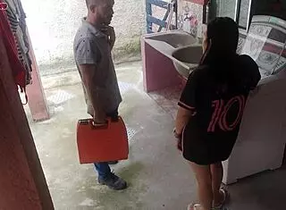 Does the housewife pay the technician with her ass while husband is away?