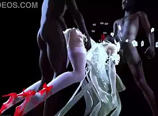 In 3D animation, two BBCs fuck bigboobs chick