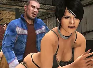 Cristina enjoys a wild session with two mechanics in the workshop.