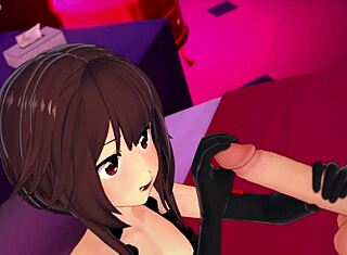 Megumin lengter etter stor kuk på kjærlighetshotell hentai!