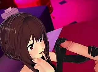 Megumin lengter etter stor kuk på kjærlighetshotell hentai!