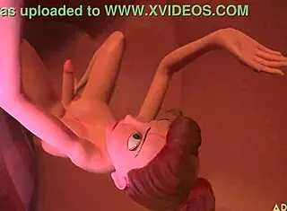 Tiny trans encounters giant busty trans in 3D cartoon adventure