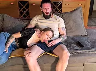 Stepmother Sucks Dick While Watching Movie