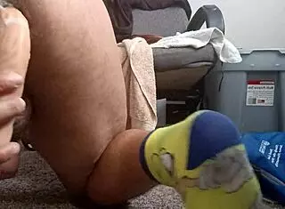 This chubby slut dives into solo anal fun in her hentai session