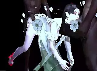 In 3D animation, two BBCs fuck bigboobs chick