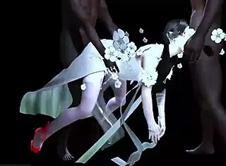 In 3D animation, two BBCs fuck bigboobs chick