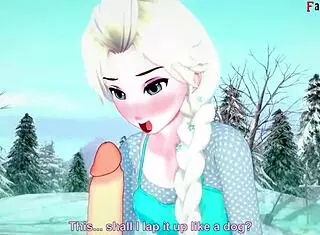 elsa sucking and having sex in frozen fantasy, full scene with 3d cartoon
