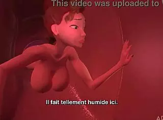 Tiny trans encounters giant busty trans in 3D cartoon adventure