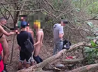 On the trail with several Brazilian men