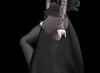 A 3d anime character performs a naked dance in TikTok style.