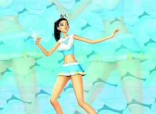 Tiny trans encounters giant busty trans in 3D cartoon adventure