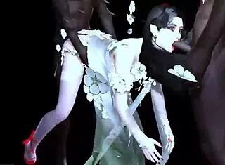 In 3D animation, two BBCs fuck bigboobs chick