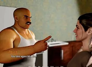 Eve gives rough handjob to old neighbour in fishnets