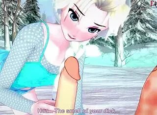 elsa sucking and having sex in frozen fantasy, full scene with 3d cartoon