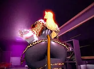 Kiki walks with her huge tits bouncing in 3D