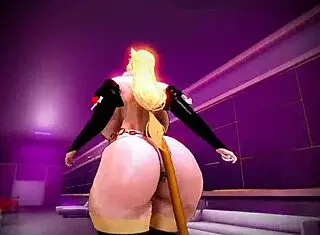 Kiki walks with her huge tits bouncing in 3D