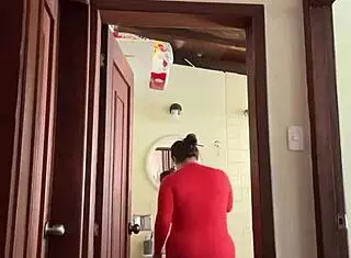 My neighbor is in the bathroom masturbating to creampie milf fantasies