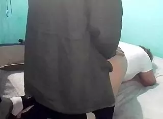 we're fucking doggystyle on this cold day in the double bed