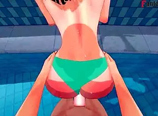 Anzu Mazaki Fucking Hard On The Pool