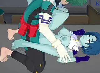 toru hagakure and kaoruko awata with izuku midoriya in intense sex