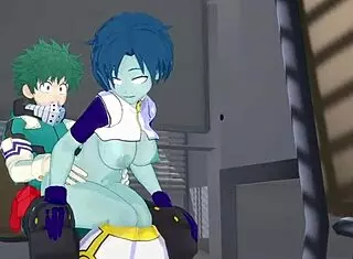 toru hagakure and kaoruko awata with izuku midoriya in intense sex