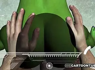 I watch the alien's tits and pussy get fucked hard from POV.