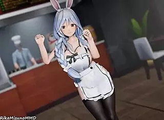 Pekomama performs connection dance in mmd virtual youtuber scene