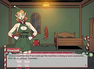 naughty elf and sexy santa wife in claus secret surprise xmas game