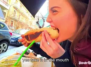 teenie swallows juicy cum in mouth.