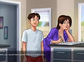 Busty stepmom reveals her charms in summertime saga