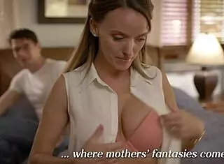 hot step mom gropes step son's big bulge through pants