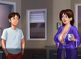 Busty stepmom reveals her charms in summertime saga