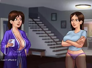 Busty stepmom reveals her charms in summertime saga