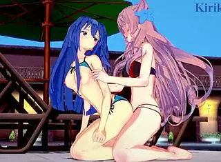 Tsubasa Kazanari and Maria Cadenzavna Eve in intense futanari creampie? Watch this 3D lesbian hentai with big tits!