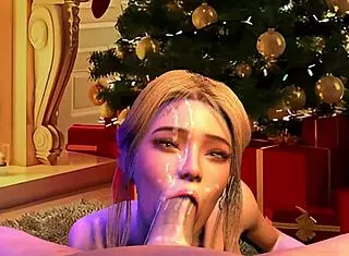 new years eve blowjob scene in 3d animation featuring teen characters