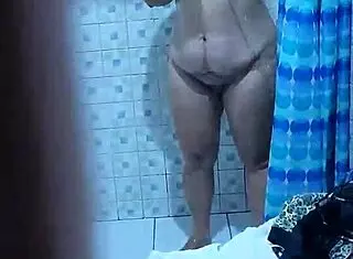 look at this mature neighbor in the shower