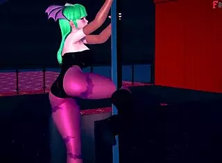 Morrigan does a full halloween table dance in sheer outfit on fantasyking3.