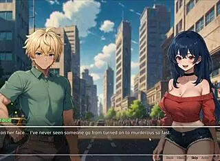 horny girlfriend rips shirt in romance hentai game episode