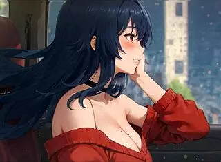 horny girlfriend rips shirt in romance hentai game episode