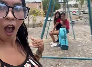 Public Park Threesome With Old Man And Busty Young Women