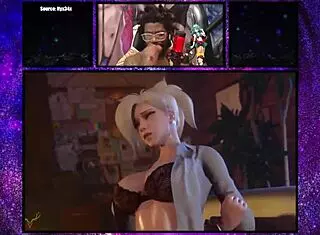 Doctor Mercy heals with tight shaved pussy, giving creampie relief to desperate cartoon patients