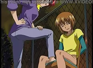 Her feet tease that cock in hentai