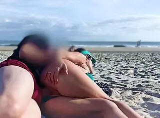 Milf shocked by sudden anal action right on the public beach