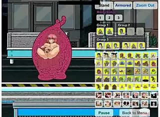 in the orgak hentai game, a babe gets banged in a wild threesome with riding and creampie action