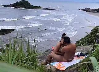 Man Dominates Hot Latina Blonde's Big Pussy on Itanhaem Beach