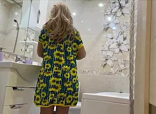 Stepmom Removes Robe Positions Ass In Toilet