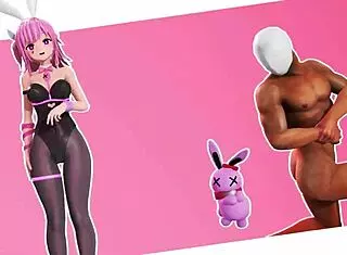Rabbit Toy Bunny in Hentai Anime Cartoon Music Scene
