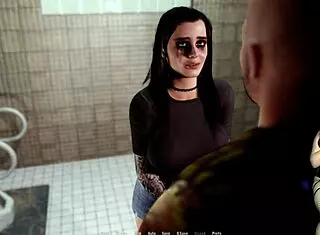 eve gives a rough blowjob in the public toilet, ending with cum in mouth