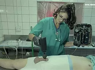 Mistress April dominates her bound private patient in the cock clinic with latex and humiliation.